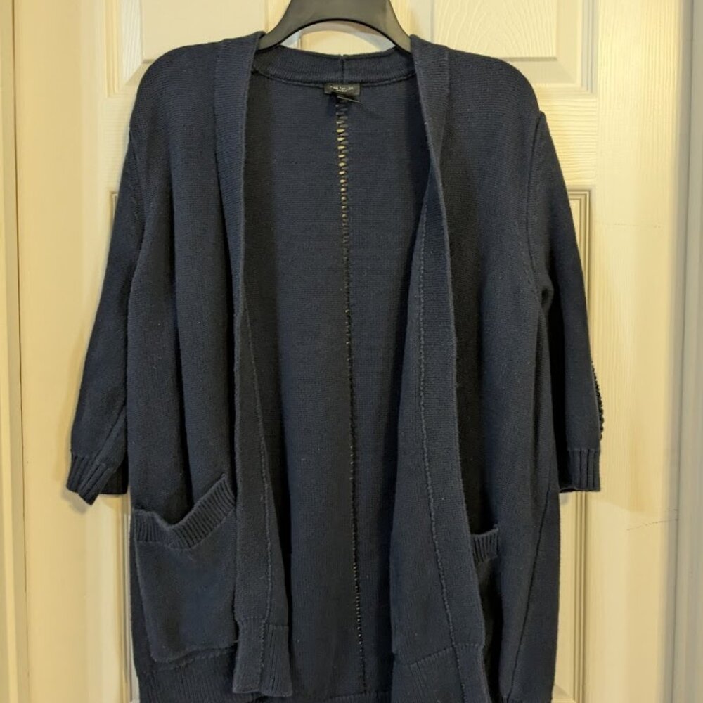 Ann Taylor Factory Navy Blue 3/4 Sleeve Cardigan